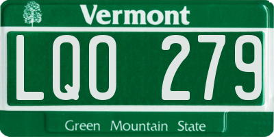 VT license plate LQO279