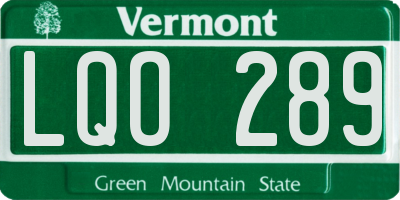 VT license plate LQO289