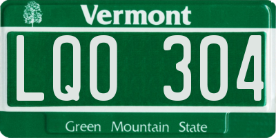 VT license plate LQO304