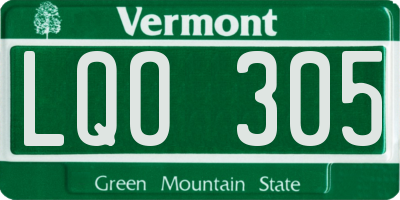 VT license plate LQO305