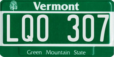 VT license plate LQO307