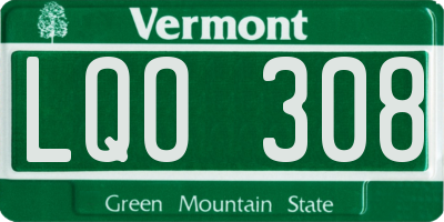 VT license plate LQO308