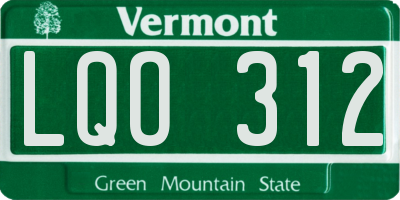 VT license plate LQO312