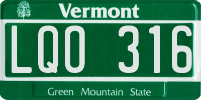 VT license plate LQO316