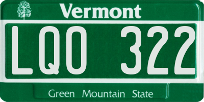 VT license plate LQO322