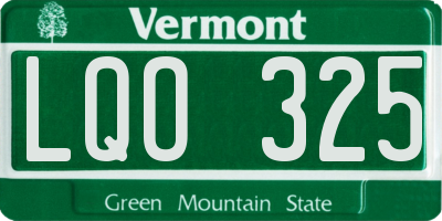 VT license plate LQO325