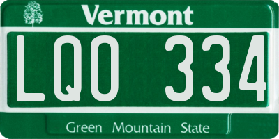 VT license plate LQO334