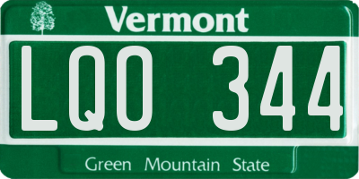 VT license plate LQO344