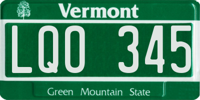 VT license plate LQO345