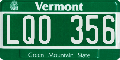 VT license plate LQO356