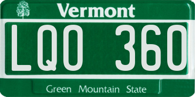 VT license plate LQO360