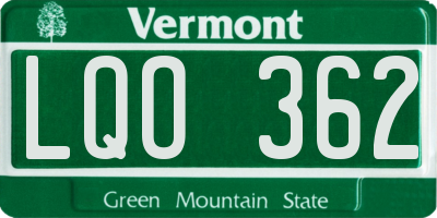 VT license plate LQO362