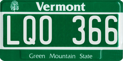 VT license plate LQO366