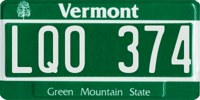 VT license plate LQO374