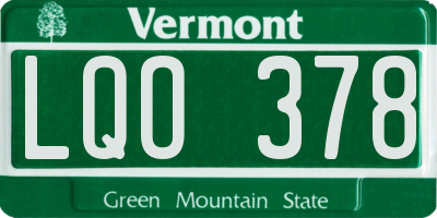 VT license plate LQO378