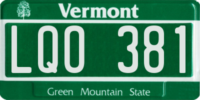 VT license plate LQO381