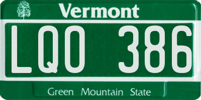 VT license plate LQO386
