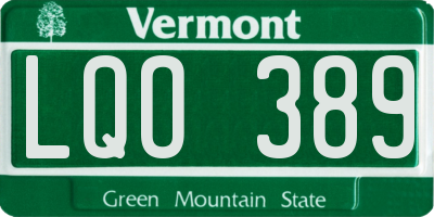 VT license plate LQO389