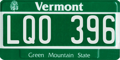VT license plate LQO396