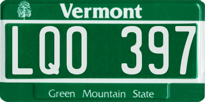 VT license plate LQO397