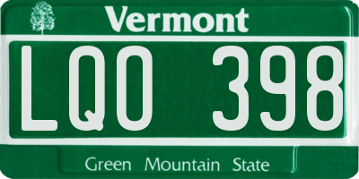VT license plate LQO398