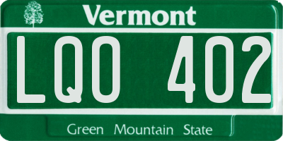VT license plate LQO402