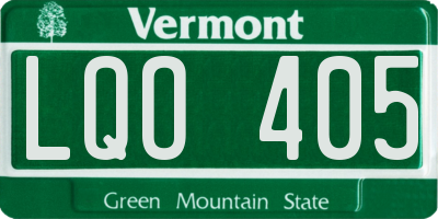 VT license plate LQO405