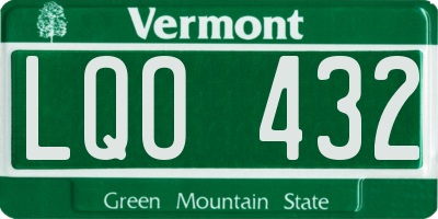 VT license plate LQO432