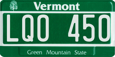 VT license plate LQO450