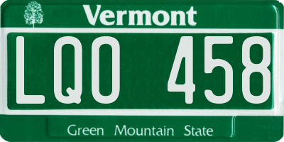 VT license plate LQO458