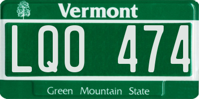 VT license plate LQO474