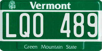 VT license plate LQO489