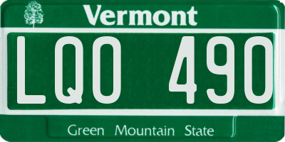 VT license plate LQO490