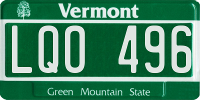 VT license plate LQO496