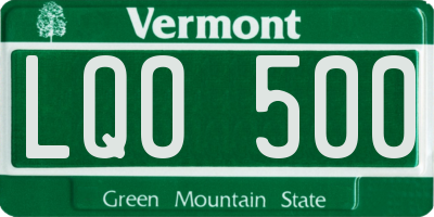 VT license plate LQO500