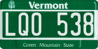 VT license plate LQO538