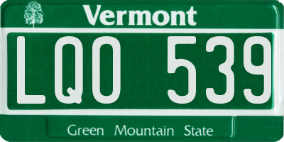 VT license plate LQO539