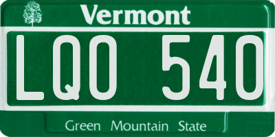 VT license plate LQO540