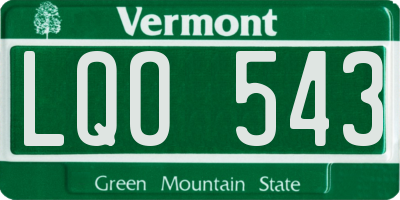 VT license plate LQO543