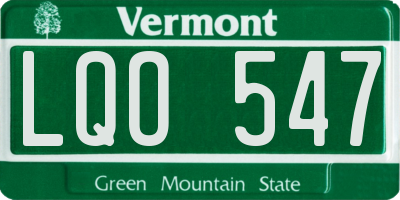 VT license plate LQO547