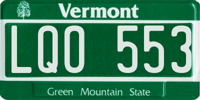 VT license plate LQO553