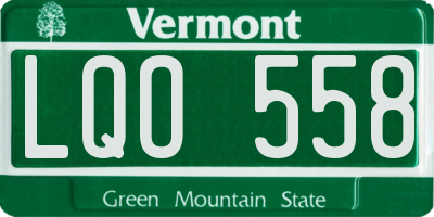 VT license plate LQO558