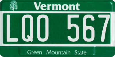 VT license plate LQO567