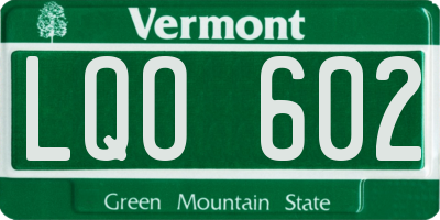 VT license plate LQO602