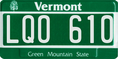 VT license plate LQO610