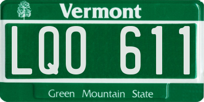 VT license plate LQO611