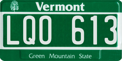 VT license plate LQO613