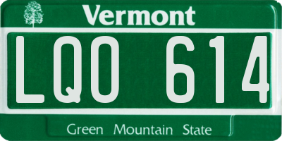 VT license plate LQO614