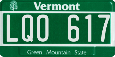 VT license plate LQO617