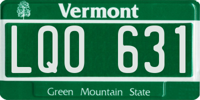 VT license plate LQO631